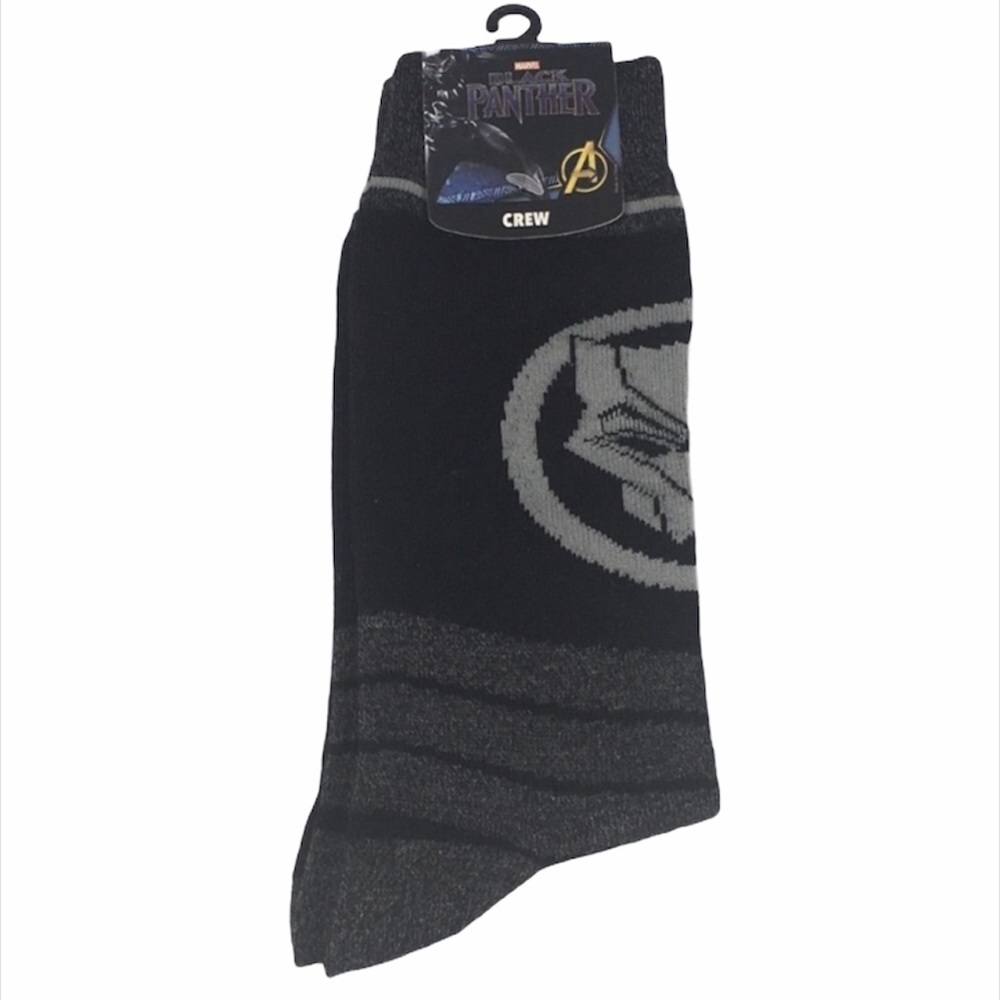 Marvel Black Panther Crew Socks, Black, Gray